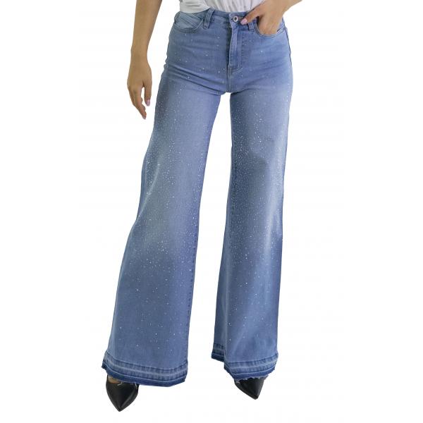 Jeans scampanato con brillantina "Luce"